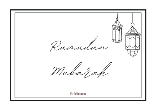 Ramadan Greeting Card – Black & White (Digital Download PDF)