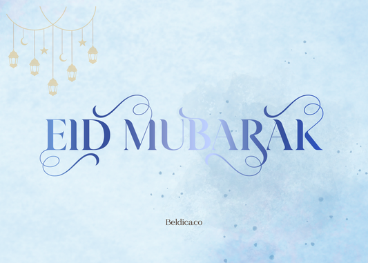 Eid Mubarak Greeting Card – Blue Lantern Design (Digital PDF Download)