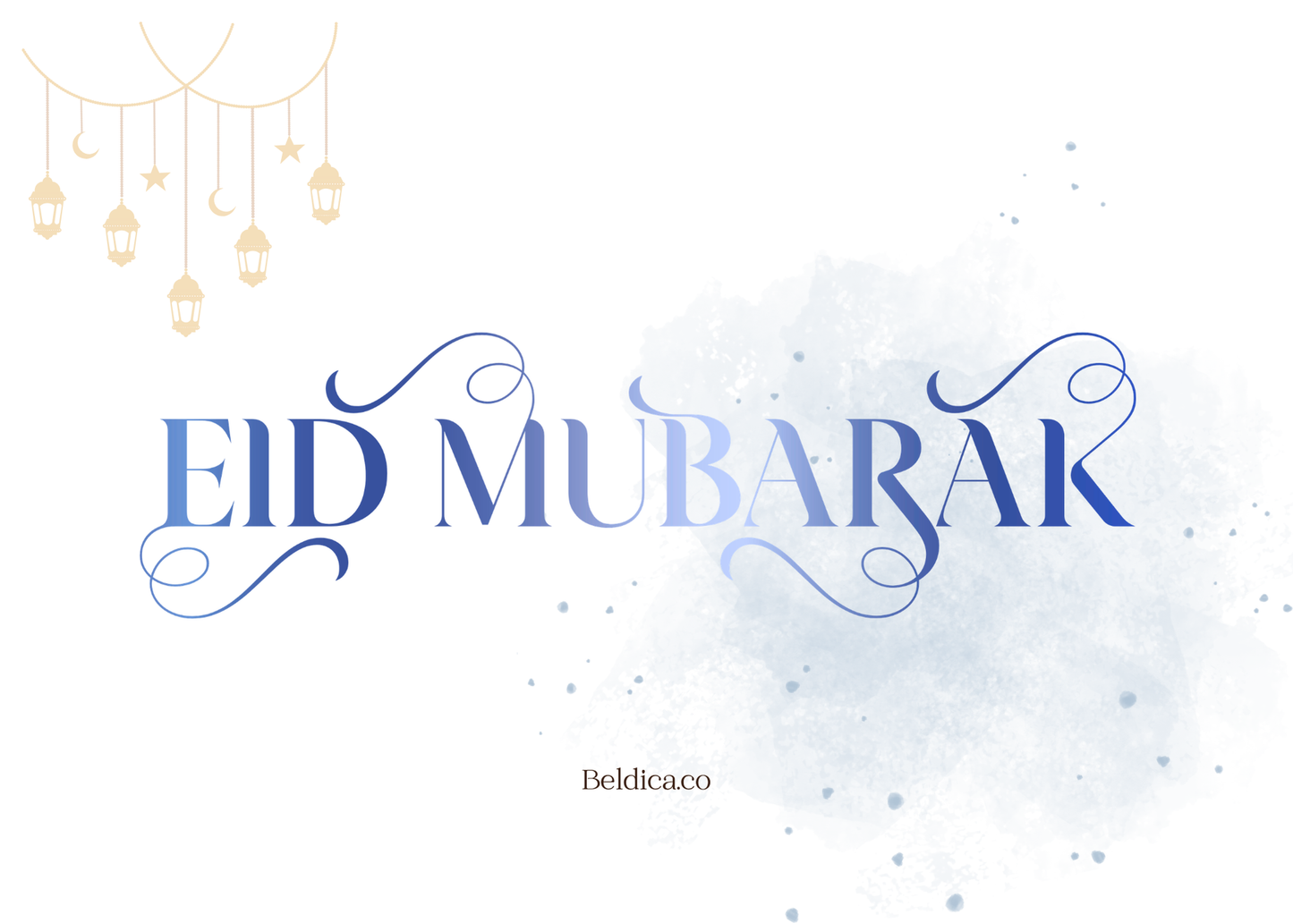 Eid Mubarak Greeting Card – Pink or Blue Lantern Design (Digital Download PDF)