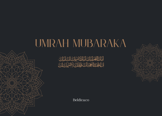 Umrah & Hajj Greeting Card – Labaykallahu Allah Black Design (Digital PDF Download)