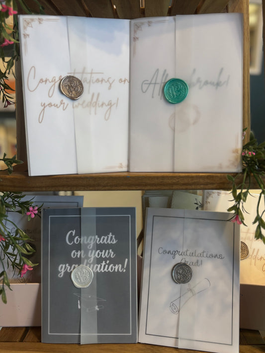 Elegant Special Occasion Wax Seal Greeting Cards – Assorted Styles